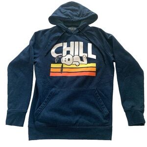Snoopy Hoodie Adult Small Blue Graphic Peanuts CHILL Long Sleeve Classic Unisex